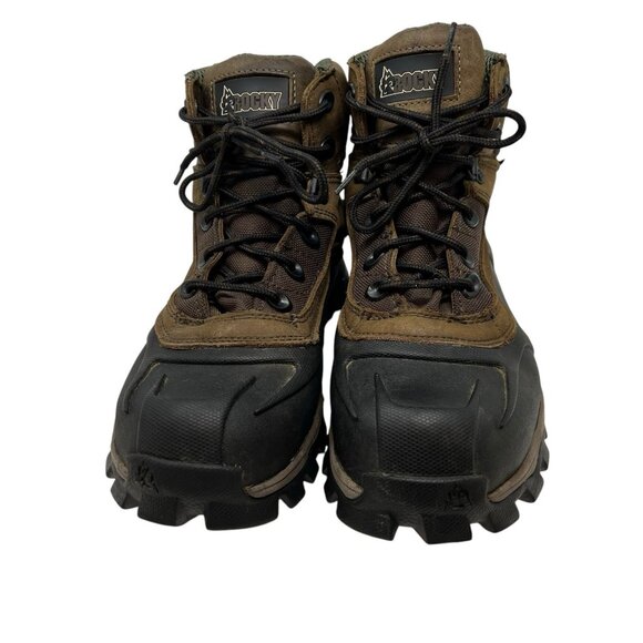 Rocky Men's 9.5 W 6" Mid Outdoor Brown Leather Work Hunting Hiking Rugged Boots - Picture 6 of 10